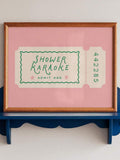 Vintage Pink & Green Shower Karaoke Ticket Funny Bathroom Canvas Poster 