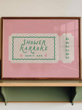 Vintage Pink & Green Shower Karaoke Ticket Funny Bathroom Canvas Poster 