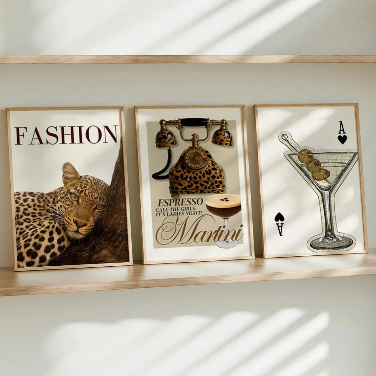 Frameless Vintage Leopard Print Wall Sticker Set – 3 Posters, Y2K Fashion Posters, Leopard Print, Beautiful Dorm And Apartment Decor, Leopard Print Wall Stickers - Canvas Wall Decor, Popular Farmhouse Style Canvas Posters