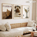 Frameless Vintage Leopard Print Wall Sticker Set – 3 Posters, Y2K Fashion Posters, Leopard Print, Beautiful Dorm And Apartment Decor, Leopard Print Wall Stickers - Canvas Wall Decor, Popular Farmhouse Style Canvas Posters