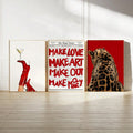 3-Piece Frameless Wall Art Decor Set, 3 Canvas Posters Frameless Prints, Cheetah Leopard Print Magazine Style Painting Art, Art Micro-Spraying, Zebra High Heels Lucky Ball Billiards, Bedroom Closet Living Room Decoration