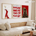 3-Piece Frameless Wall Art Decor Set, 3 Canvas Posters Frameless Prints, Cheetah Leopard Print Magazine Style Painting Art, Art Micro-Spraying, Zebra High Heels Lucky Ball Billiards, Bedroom Closet Living Room Decoration