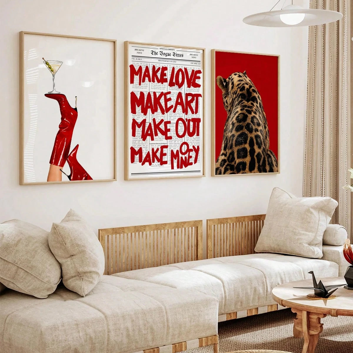 3-Piece Frameless Wall Art Decor Set, 3 Canvas Posters Frameless Prints, Cheetah Leopard Print Magazine Style Painting Art, Art Micro-Spraying, Zebra High Heels Lucky Ball Billiards, Bedroom Closet Living Room Decoration