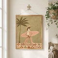 Boho Palm Surfer Woman Vintage Coastal Fashion Beach House Canvas Poster