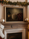 Vintage Hot Cocoa Mug & Lantern Rustic Christmas Canvas Poster