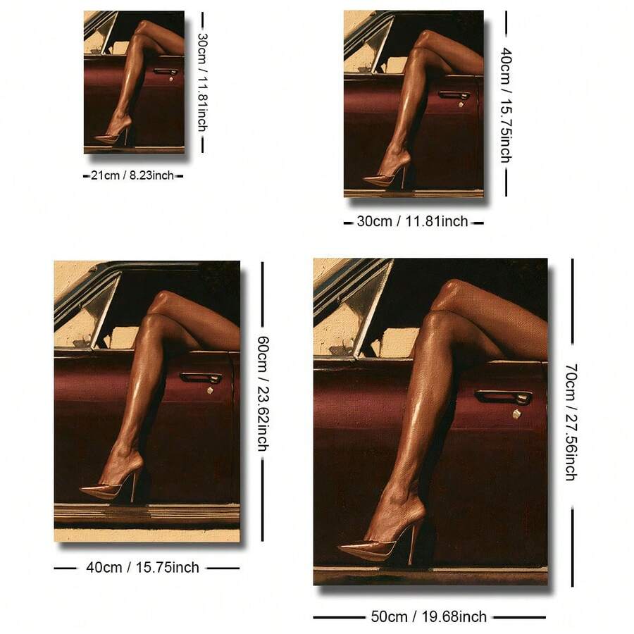 Moody Dark Retro Car & Burgundy Heels Old Money Canvas Poster 