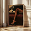 Moody Dark Retro Car & Burgundy Heels Old Money Canvas Poster 