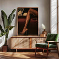 Moody Dark Retro Car & Burgundy Heels Old Money Canvas Poster 