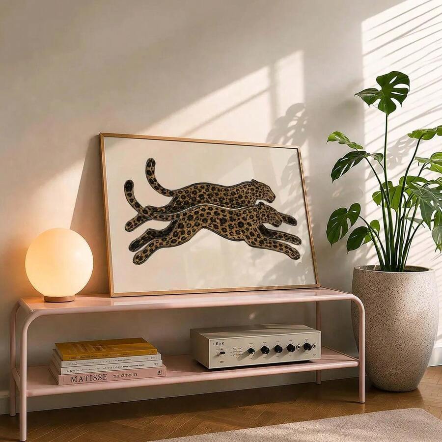 Vintage Running Leopard Luxury Fashion Boho Cheetah Canvas Poster 