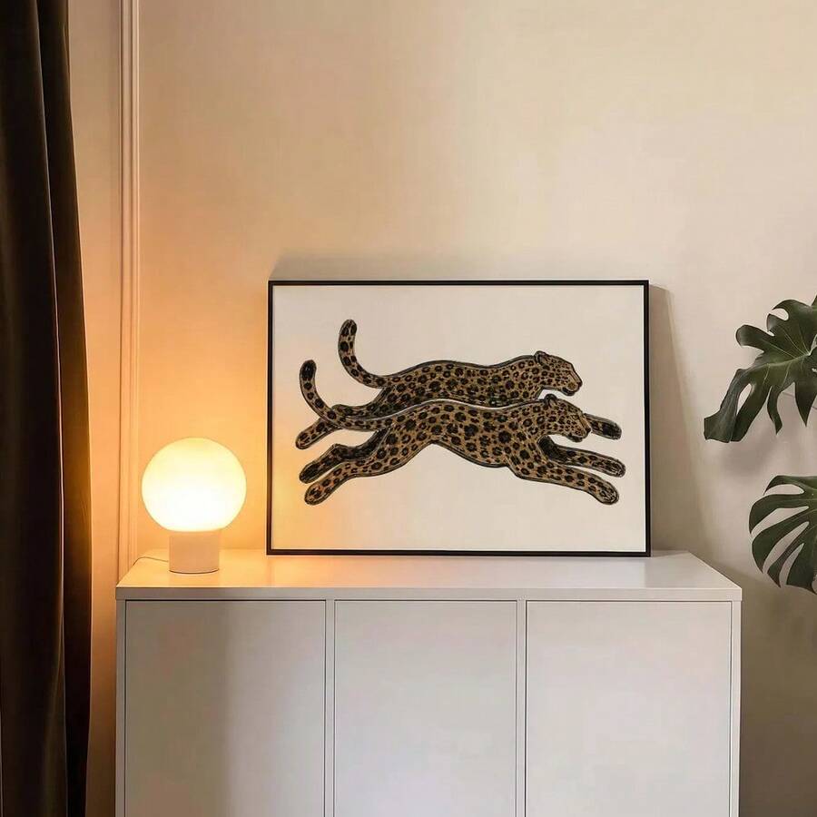 Vintage Running Leopard Luxury Fashion Boho Cheetah Canvas Poster 