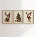 1-3Pcs Vintage Reindeer & Christmas Tree Cozy Winter Rustic Farmhouse Canvas Poster 
