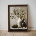 Vintage Olive Tree Still Life Botanical & Vase Canvas Poster