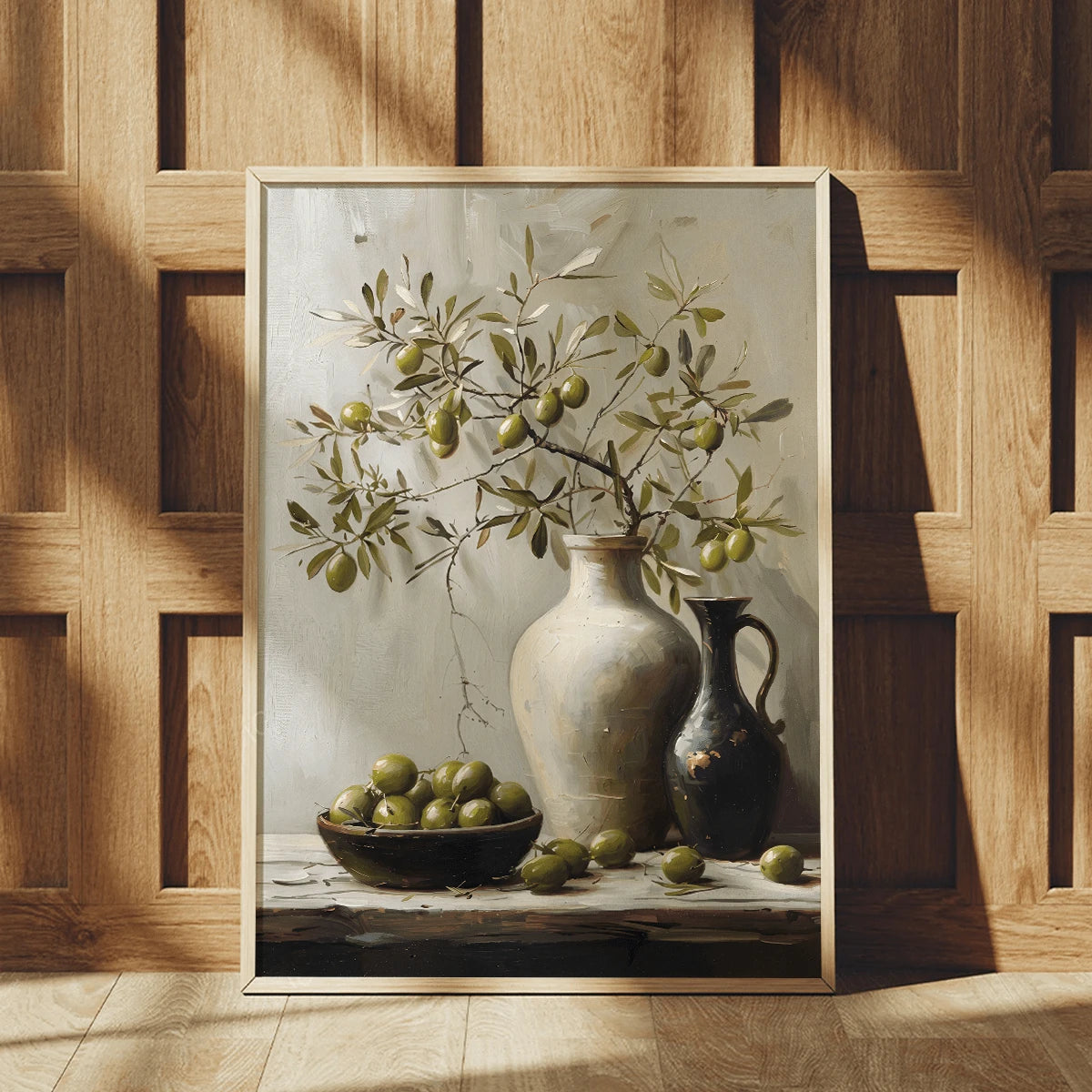 Vintage Olive Tree Still Life Botanical & Vase Canvas Poster