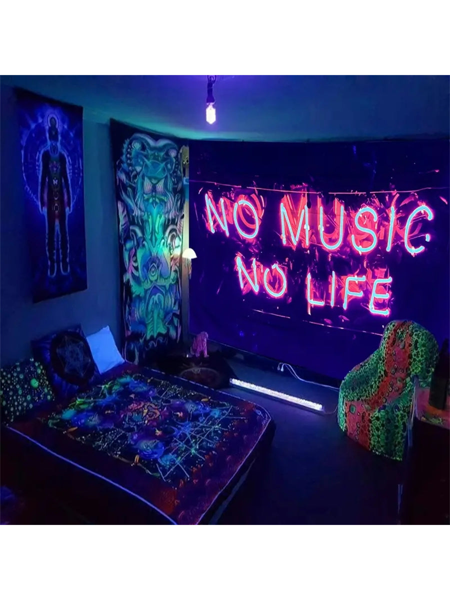 Enhance your home decor with our 1pc No Music No Life Tapestry. This unique tapestry adds style and personalization to any room. Designed with a simple quote, it will inspire and add character to your space. Made of high-quality fabric, it's durable and easy to hang. Perfect for music lovers, this tapestry brings a touch of personality to your home.