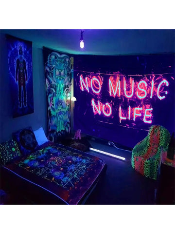Enhance your home decor with our 1pc No Music No Life Tapestry. This unique tapestry adds style and personalization to any room. Designed with a simple quote, it will inspire and add character to your space. Made of high-quality fabric, it's durable and easy to hang. Perfect for music lovers, this tapestry brings a touch of personality to your home.