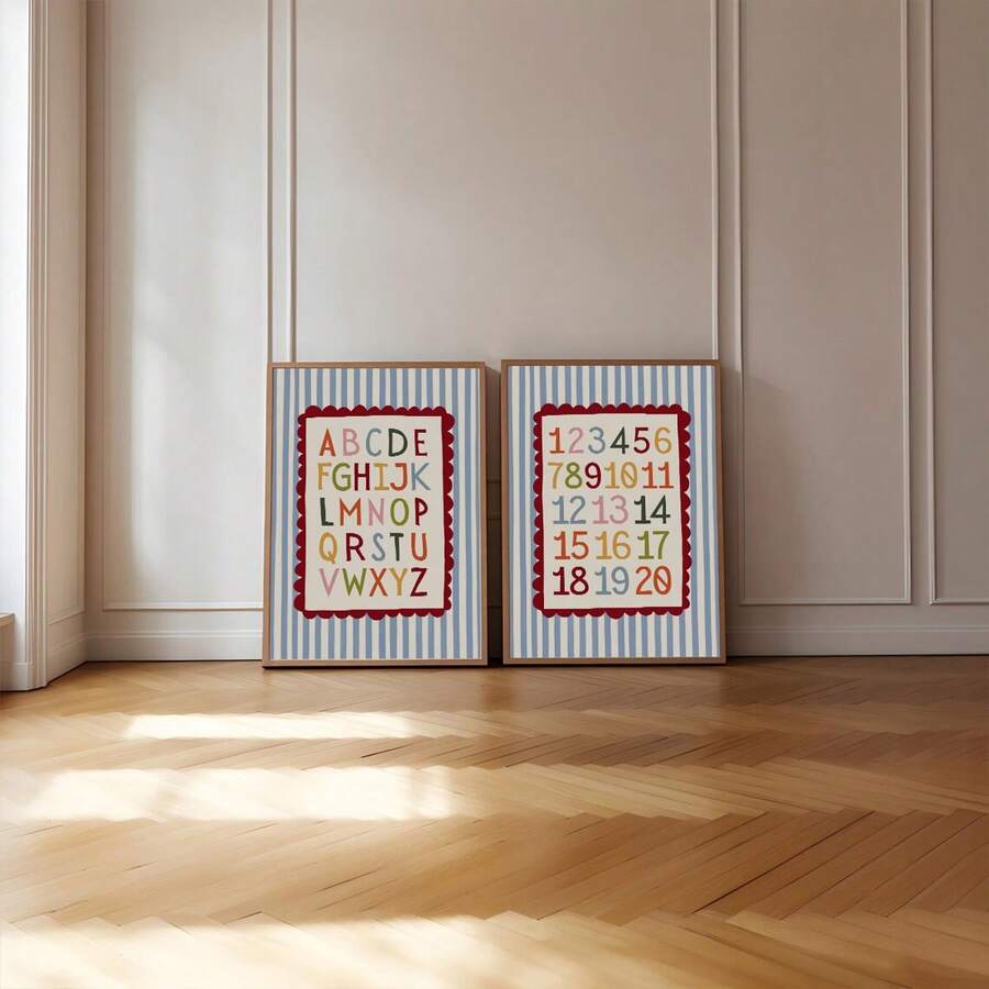 Alphabet and number kids educational wall art set