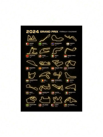 Elevate your living room decor with our 2024 Formula One Race Circuit Wall Art. This dynamic Nordic canvas poster captures the energy and excitement of Formula One racing, creating a unique and stylish focal point for any space. Made from high-quality materials, it is built to last and will bring a touch of sophistication to any room. Perfect for motorsports enthusiasts and design lovers alike.