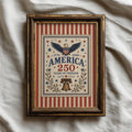 America 250th anniversary eagle and Liberty Bell cross-stitch-style artwork