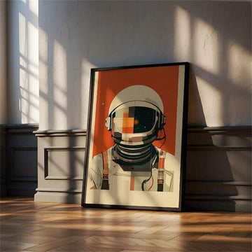 2D Flat Retro Astronaut Bohemian Style Canvas Poster