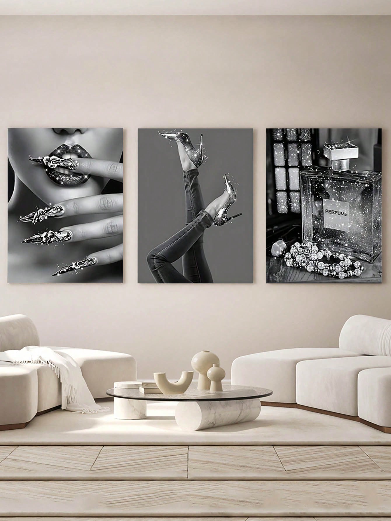 Elevate your space with this 3-piece modern feminine canvas art set, featuring sophisticated black and white designs. Perfect for both home and office, these luxury wall decor pieces add a refined, contemporary touch that complements a variety of interiors. Crafted to enhance ambiance, this set brings subtle elegance and visual harmony to any room.