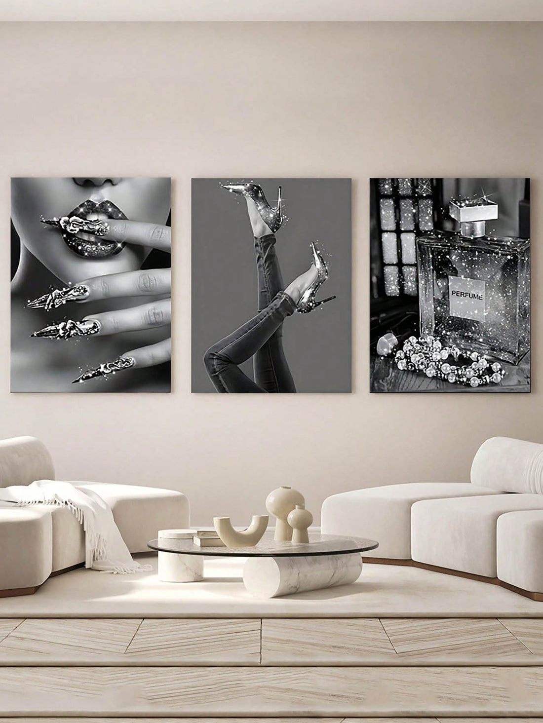 Elevate your space with this 3-piece modern feminine canvas art set, featuring sophisticated black and white designs. Perfect for both home and office, these luxury wall decor pieces add a refined, contemporary touch that complements a variety of interiors. Crafted to enhance ambiance, this set brings subtle elegance and visual harmony to any room.