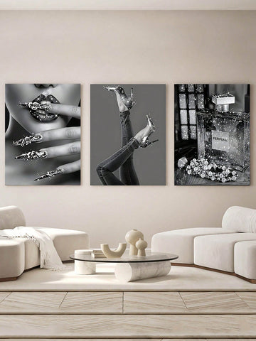 Elevate your space with this 3-piece modern feminine canvas art set, featuring sophisticated black and white designs. Perfect for both home and office, these luxury wall decor pieces add a refined, contemporary touch that complements a variety of interiors. Crafted to enhance ambiance, this set brings subtle elegance and visual harmony to any room.