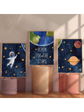 Enhance your child's room or nursery with this expertly crafted 3-piece Outer Space Canvas Art Set. Featuring vibrant, detailed illustrations of stars, planets, and rockets, this wall decor inspires imagination and curiosity about the universe. Each canvas is designed for easy hanging and made with durable materials to maintain vivid colors over time. Perfect for creating a stimulating and educational environment that encourages kids to reach for the stars.