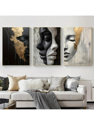 Elevate your living space with this sophisticated 3-piece unframed canvas set featuring black and white abstract face designs. Crafted to complement modern interiors, each piece offers a minimalist yet striking visual impact that enhances elegance without overwhelming your decor. Ideal for creating a cohesive gallery wall, this art set brings a refined artistic touch to any room.