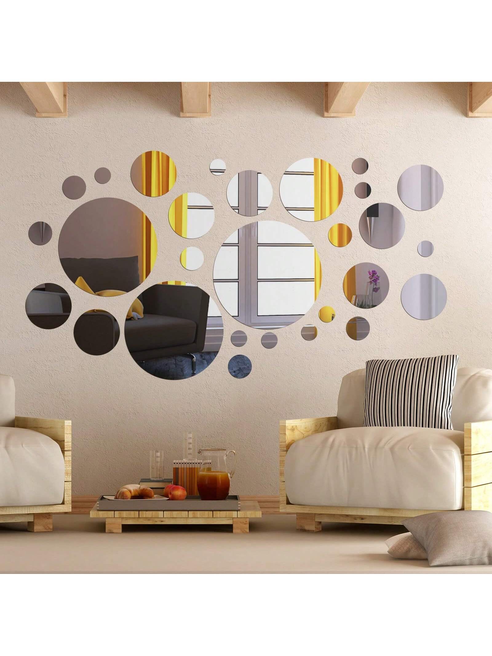 Upgrade your home or office decor with our 30-piece silver round acrylic geometric mirror wall stickers. Made with high-quality, removable materials, these stylish stickers are a modern and versatile addition to any room. With a sleek and reflective surface, they add a touch of sophistication and depth to your space.