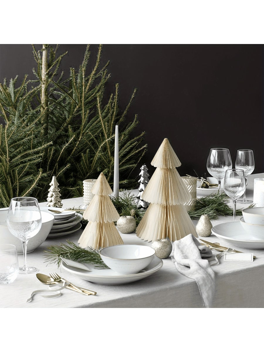Transform your holiday spaces with this stunning 3D Beehive Paper Christmas Tree Decoration Set. Crafted from premium paper, these dimensional trees feature an intricate honeycomb design that catches light beautifully, creating visual depth and sophistication. Perfect for home mantels, office desks, retail displays, or party tables, this versatile set adapts to any décor style. The lightweight construction makes setup effortless, while the elegant beehive pattern adds a contemporary twist to traditional Chr