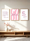 Pink Christian Bible verse canvas poster set with floral styling