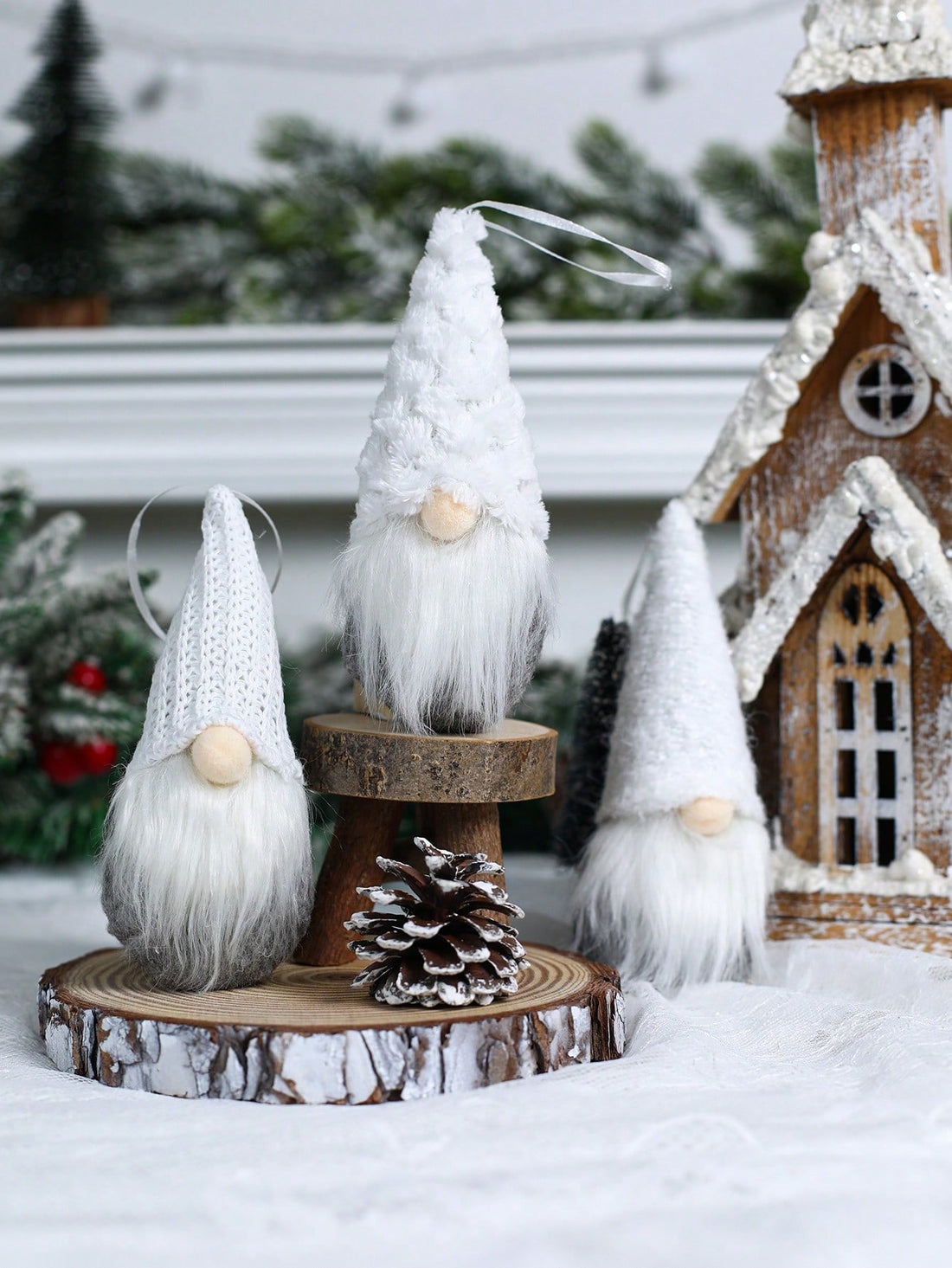 Add some festive charm to your holiday décor with these 3pcs Christmas Knitted Pendants! Each white faceless doll ornament is delicately crafted for a cozy and warm touch. Perfect for adding a whimsical touch to your tree or hanging around the house.