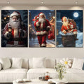3pcs Classic Santa Claus Retro Night Snow Street & Chimney Canvas Poster Set