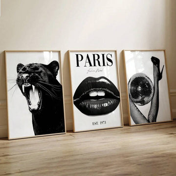 3pcs Vintage Leopard Print & Paris Fashion Vogue Style Canvas Poster Set