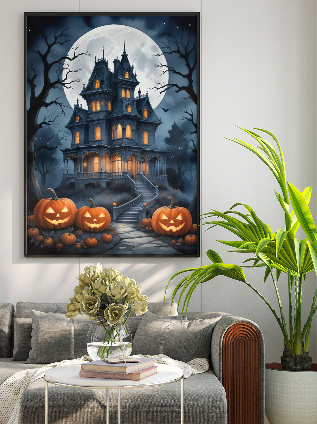 Haunted Castle Halloween Season Canvas Poster