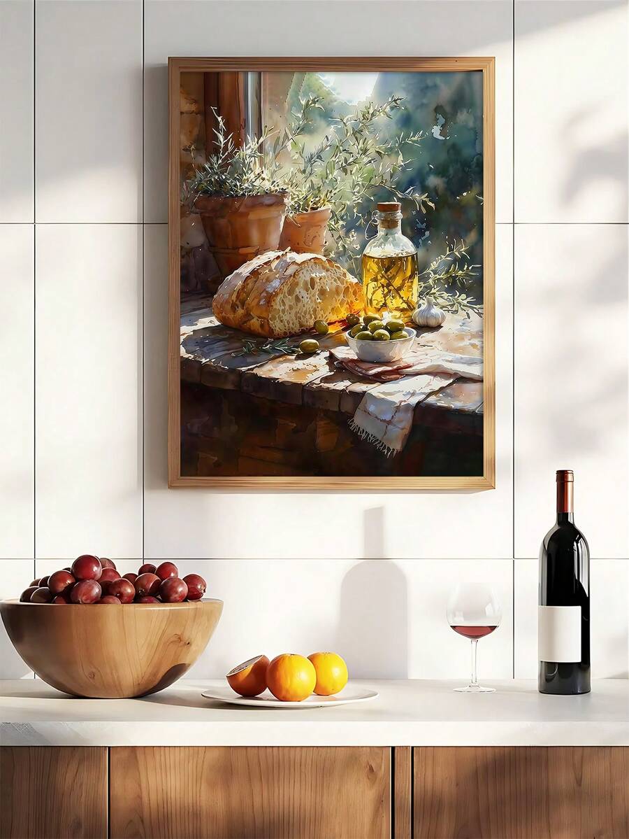 Taste of Italy bread olive oil poster in kitchen