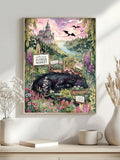 Sleeping black dragon flower market framed art