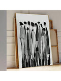 This abstract canvas print features a black and white human body silhouette, adding a modern and creative touch to any bedroom or living room. Its unique design is sure to elevate the aesthetic of any space. Made with high-quality materials, this canvas print is both durable and visually captivating.