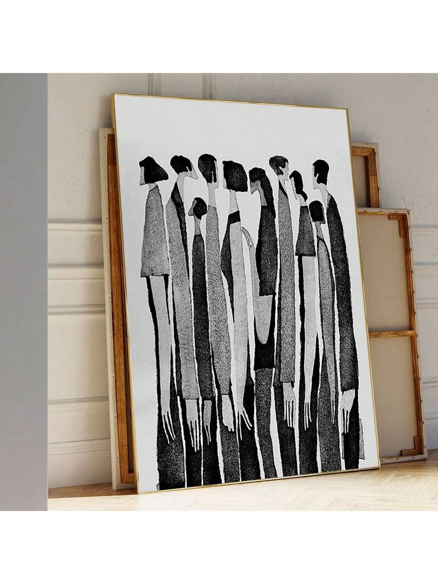 This abstract canvas print features a black and white human body silhouette, adding a modern and creative touch to any bedroom or living room. Its unique design is sure to elevate the aesthetic of any space. Made with high-quality materials, this canvas print is both durable and visually captivating.