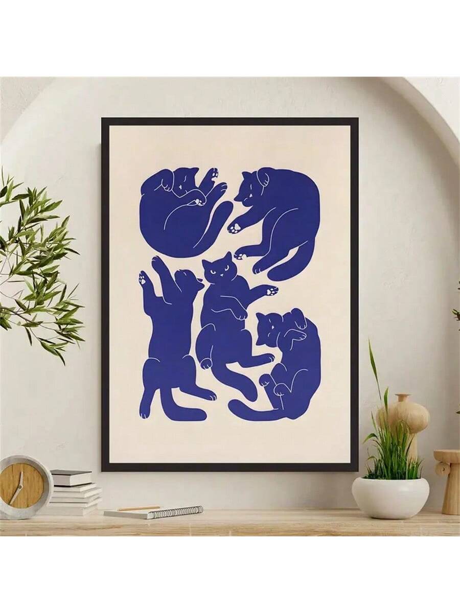 Transform your space with this sophisticated Abstract Blue Cats Unframed Canvas Poster. The artistic representation of felines in cool blue tones creates a striking focal point in any room. Versatile enough for home, office, or café environments, this premium canvas art elevates interior aesthetics while expressing personality. Its thoughtful design makes it an exceptional gift for art enthusiasts and cat lovers alike.