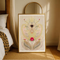 Abstract Bohemian Pastel Watercolor Moth & Botanical Canvas Poster 
