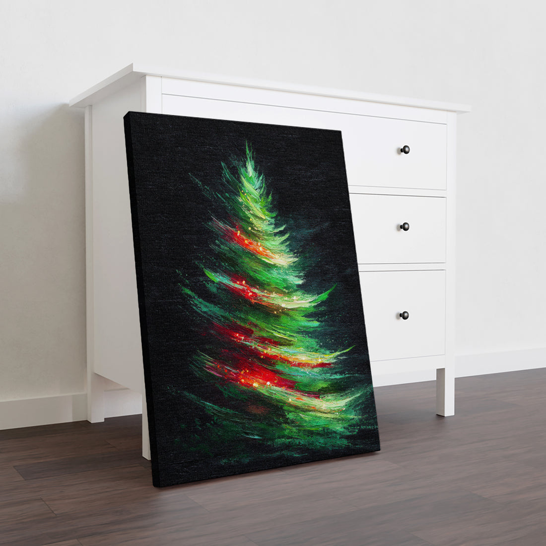 Elevate your holiday ambiance with this Abstract Christmas Tree Canvas Wall Art. Featuring a modern design, it serves as a sophisticated focal point for living rooms, sofa backdrops, or bedside decoration. Crafted to complement contemporary interiors, this piece adds festive charm without overwhelming your space, making it an ideal choice for refined seasonal home decor.