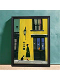 Transform your space with this striking abstract city street scene art print. Featuring a modern minimalist composition of a woman and cat against an urban backdrop, this canvas piece brings contemporary sophistication to any room. The multicolor palette creates visual depth while maintaining clean, artistic lines.
