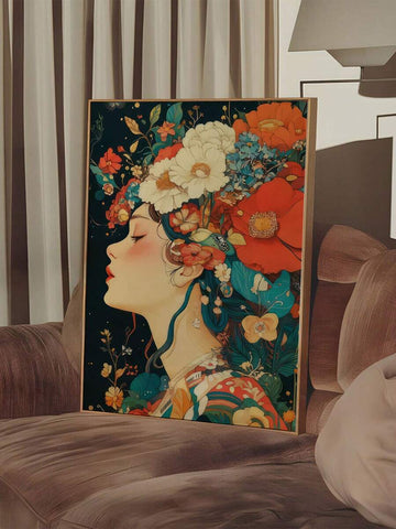 Abstract Floral Human Figure Graffiti Art Canvas Poster 