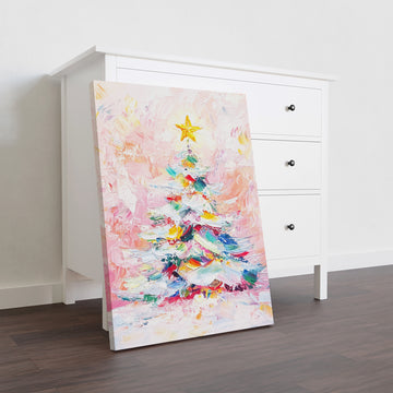 This striking abstract impasto Christmas tree canvas print brings contemporary artistry to your seasonal décor. Rendered with bold, textured brushwork, the piece combines festive symbolism with modern aesthetic appeal, creating visual depth that commands attention from across any room.