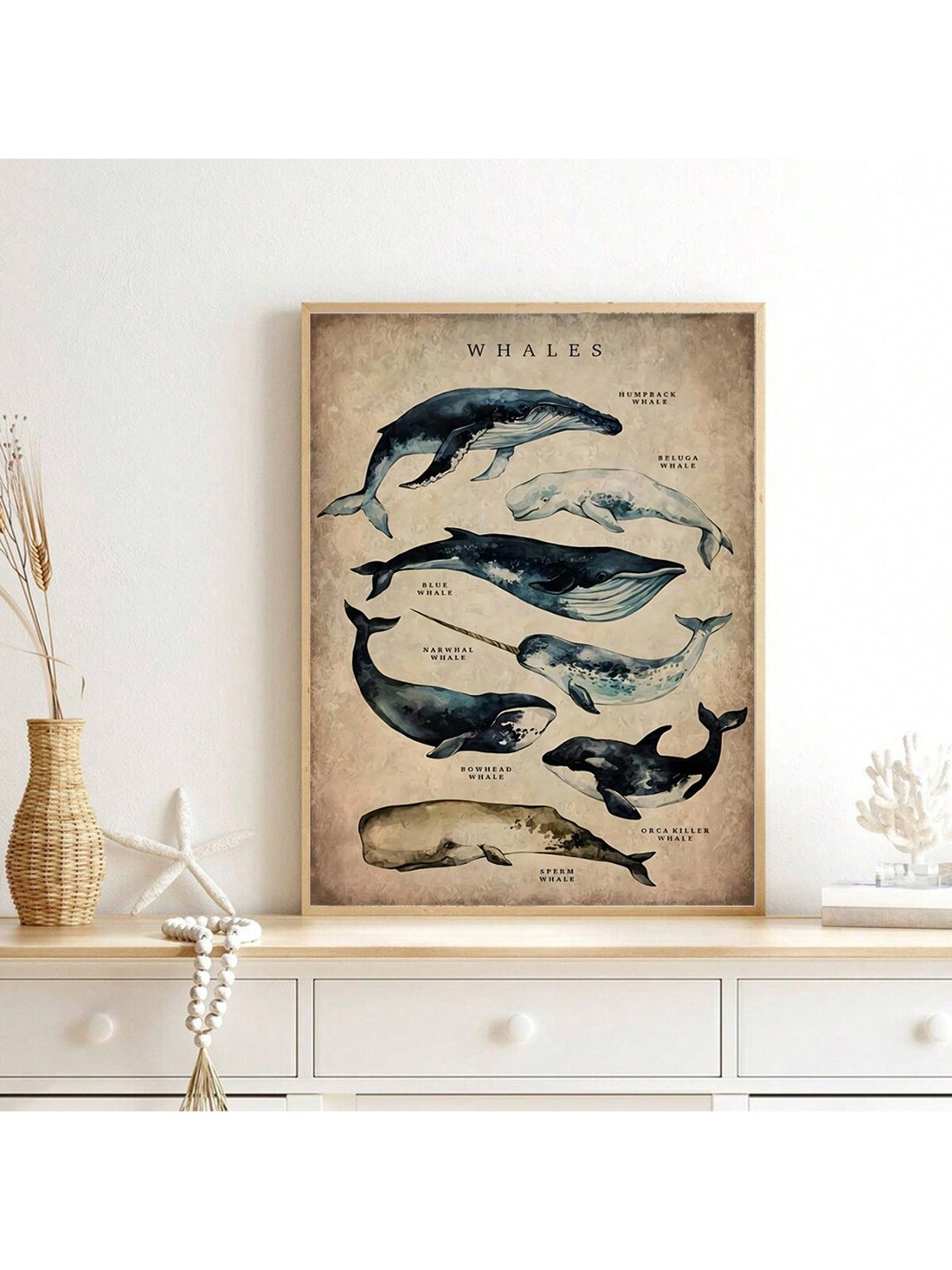 Introduce a touch of the ocean to your home decor with our Abstract Marine Life Canvas Print. Featuring a stunning design of whales and fish, this wall art is perfect for any room and adds a unique, artistic element to your space. Plus, it makes a perfect gift for any occasion.