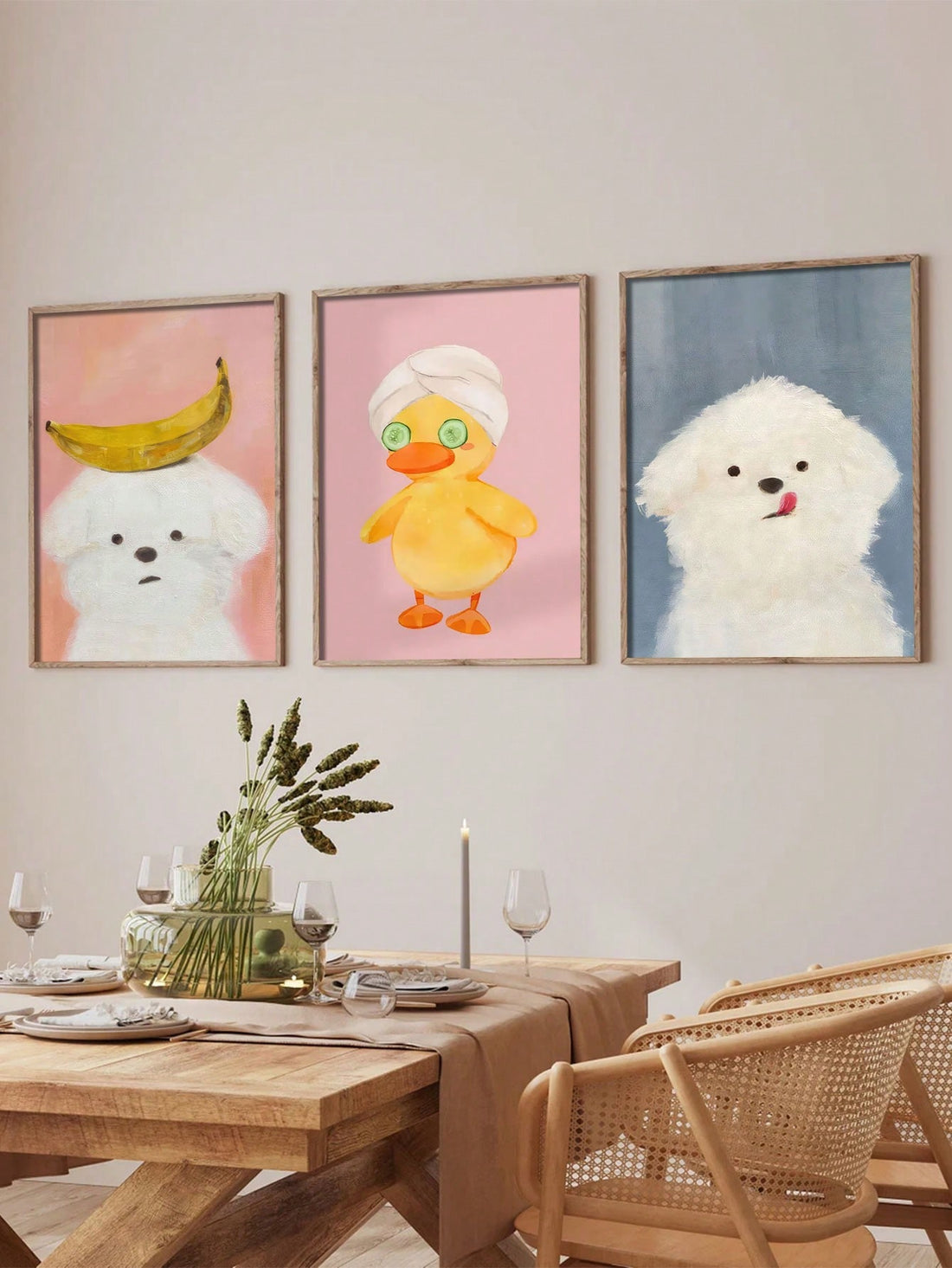 Enhance your home's charm with our Adorable Dog &amp; Duckling Canvas Art Print. This whimsical wall decor adds playful warmth to any room. With expertly rendered details, this print captures the endearing bond between a dog and a duckling, making it a must-have for any animal lover.