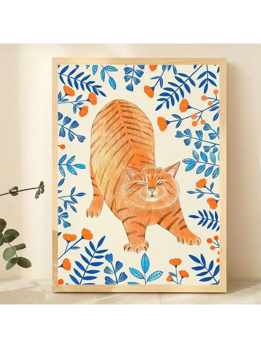 This charming Adorable Orange Cat Canvas Art will add a playful touch to any kids' room or pet shop. With its vibrant colors and cute design, it's sure to capture the hearts of children and pet lovers alike. Made with high-quality materials, this art piece will bring joy for years to come.
