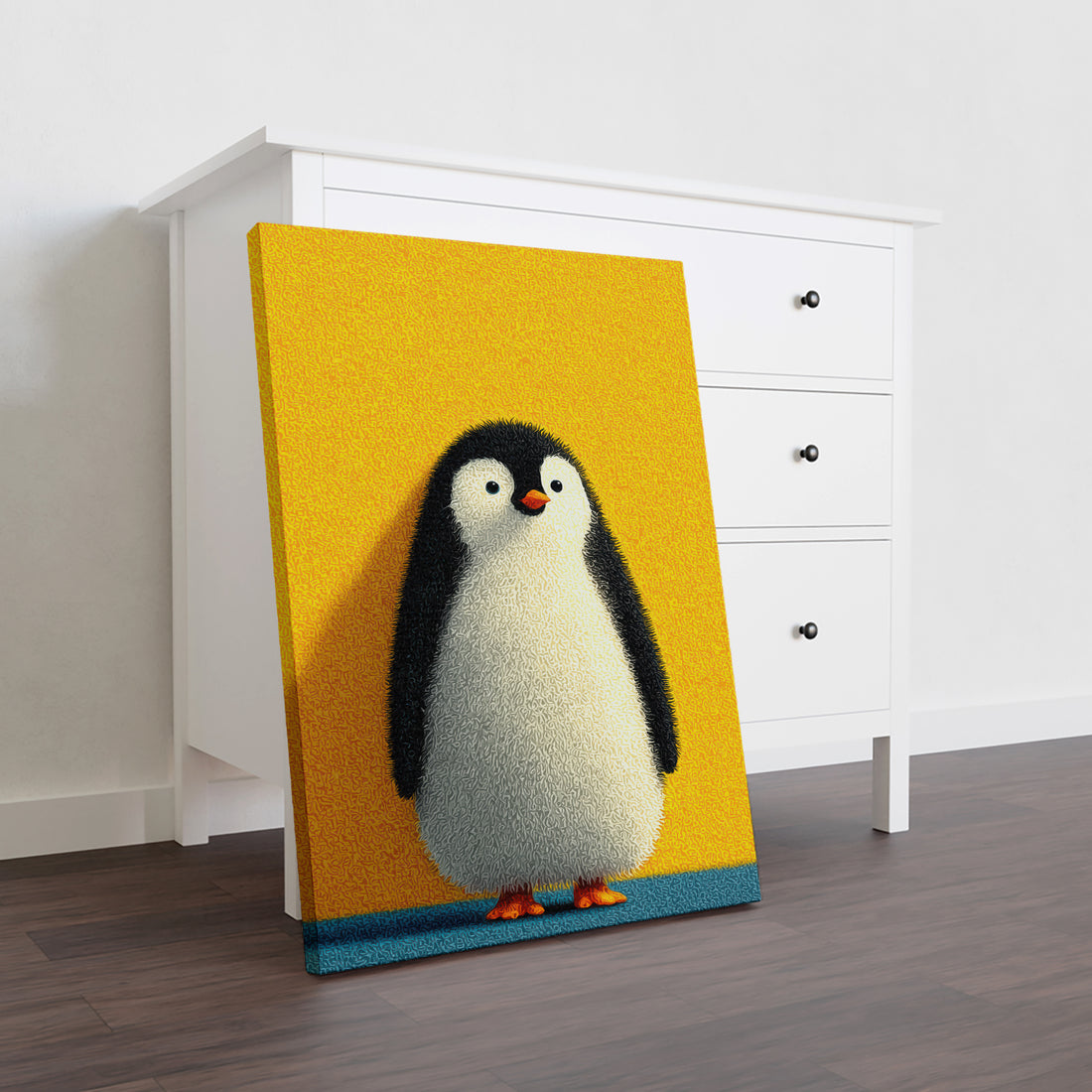 Transform your space with this charming penguin canvas print, a versatile addition to any room. Featuring a delightful penguin design, this wall art brings warmth and personality to living rooms, bedrooms, and entryways. The high-quality canvas construction ensures durability and vibrant color retention, while the lightweight frame makes installation effortless. Perfect as a focal point above your sofa or as a complementary piece beside your bed, this print combines aesthetic appeal with practical home styl