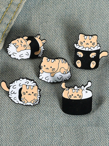 Add a touch of cuteness to your outfit with the Adorable QIHOO Sushi Cat Enamel Brooch Set! This 5-piece set features charming cartoon designs perfect for anime lovers. Made with high-quality enamel, these brooches are durable and vibrant. Spice up your style and show off your love for cats and sushi.